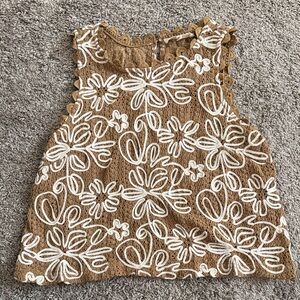 Solitaire Brown and White Lace Tank Top